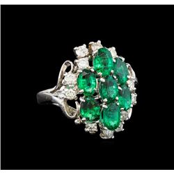 14KT White Gold 2.55 ctw Emerald and Diamond Ring