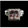 Image 2 : 14KT White Gold 3.23 ctw Morganite and Diamond Ring