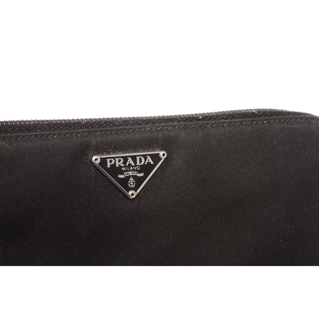 Prada Black Nylon Leather Zipper Wallet