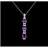Crayola 7.80 ctw Amethyst and White Sapphire Pendant With Chain - .925 Silver
