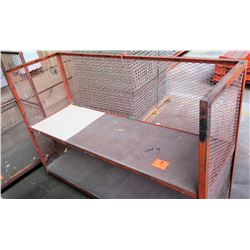 Metal Rolling Cage Cart with Shelf, 72.5"W x 24.5"D x 54"H