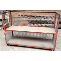Metal Rolling Cage Cart with Shelf, 73"L x 25"W x 53"H