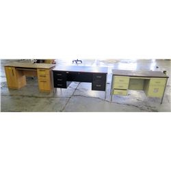 Qty 3 Metal/Wood Work Desks