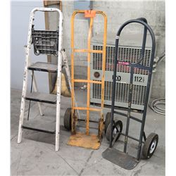 Qty 2 Handtrucks & One Step Ladder