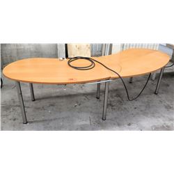 Contoured Wooden Desk w/ Power Outlets