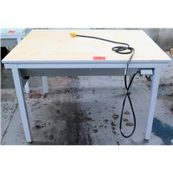 Wood Top Work Table with Metal Base