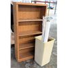 Image 1 : Wooden Shelving Unit w/ Track Light Bar & Rolled Paper