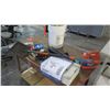 Image 2 : Wooden Rolling Work Table w/ Misc. Supplies & Supply Stand