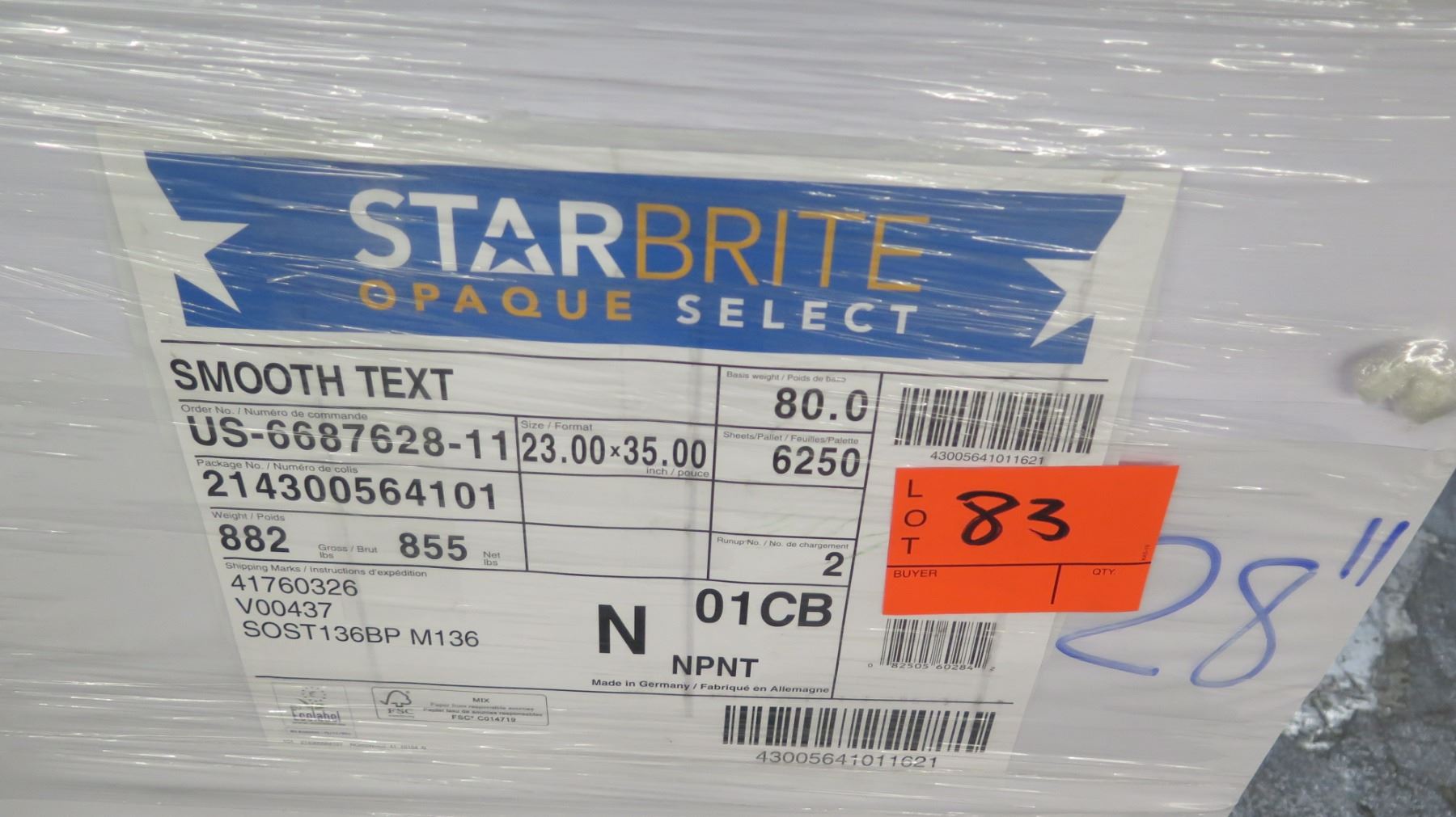 Smooth Text Paper 6250 Sheets 23 x 35 - Oahu Auctions
