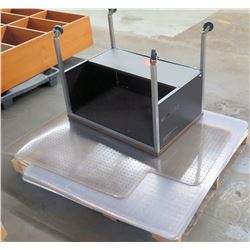 Rolling Wood Top Desk w/ Metal Base & Floor Mats