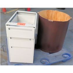 3-Drawer Under-Desk File Cabinet (no top) & Round Stand