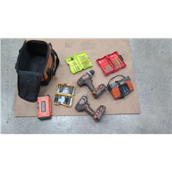 Qty 2 Ridgid Cordless Drills w/ Battery, Charger & Bits