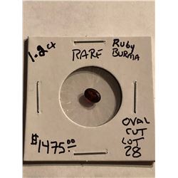 Extremely Rare BURMA RUBY 1.2 Carat Oval Cut