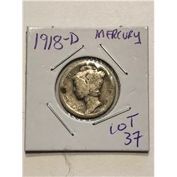 1918 D Silver Mercury Dime Nice Early US Coin