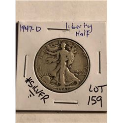 1947 D Walking Liberty Silver Half Dollar Nice Early US Coin