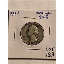 1952 D Washington Silver Quarter Nice Early US Coin