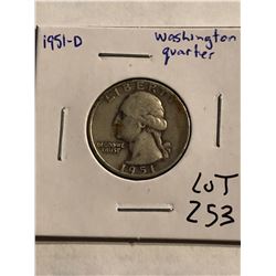 1951 D Washington Silver Quarter Nice Early US Coin