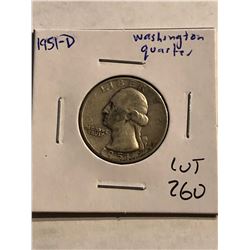 1951 D Washington Silver Quarter Nice Early US Coin
