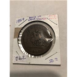 Rare Key Date 1857 Bank of Upper Canada Large Cent