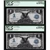 Image 1 : (2) Consecutive 1899 $1 Black Eagle Silver Certificate Notes PCGS Choice New 63P