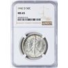Image 1 : 1942-D Walking Liberty Half Dollar Coin NGC MS65