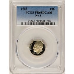 1983 'No S' Proof Roosevelt Dime Coin PCGS PR68DCAM