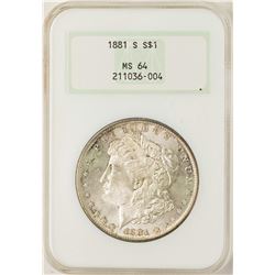 1881-S $1 Morgan Silver Dollar Coin NGC MS64 Old Fat Holder