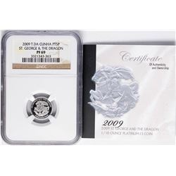 2009 T.DA Cunha 5 Pounds 1/10 oz St. George & Dragon Platinum Coin NGC PF69