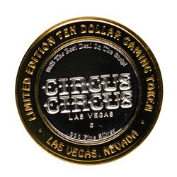 .999 Fine Silver Circus Circus Las Vegas, Nevada $10 Limited Edition Gaming Toke