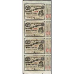 Uncut Sheet of (4) State of Louisiana Baby Bond Obsolete Notes