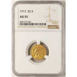 1913 $2 1/2 Indian Head Quarter Eagle Gold Coin AU55