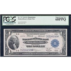1918 $1 Federal Reserve Bank Note Fr.717 PCGS Superb Gem New 68PPQ