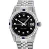 Image 2 : Rolex Mens Stainless Steel Black Diamond & Sapphire Datejust Wristwatch