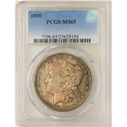 1890 $1 Morgan Silver Dollar Coin PCGS MS65 Nice Toning
