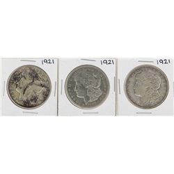 Lot of (3) 1921 $1 Morgan Silver Dollar Coins