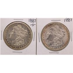 Lot of 1887 & 1887-S $1 Morgan Silver Dollar Coins