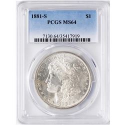 1881-S $1 Morgan Silver Dollar Coin PCGS MS64