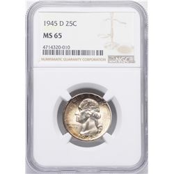1945-D Washington Quarter Coin NGC MS65