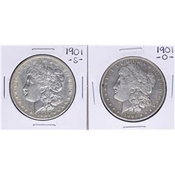 Lot of 1901-S & 1901-O $1 Morgan Silver Dollar Coins