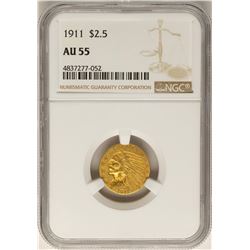 1911 $2 1/2 Indian Head Quarter Eagle Gold Coin AU55