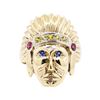 Image 2 : 14KT Yellow Gold 0.50 ctw Multi-Color Sapphire Native American Chief Motif Ring