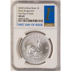 2018 South Africa Krugerrand Silver Coin NGC MS69 First Day of Issue
