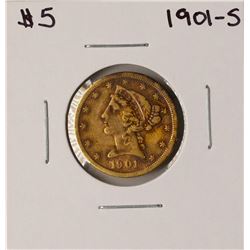 1901-S $5 Liberty Head Half Eagle Gold Coin