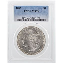 1887 $1 Morgan Silver Dollar Coin PCGS MS63