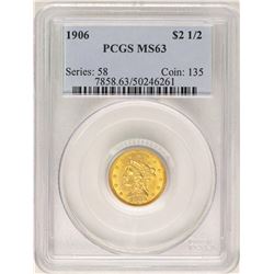 1906 $2 1/2 Liberty Head Quarter Eagle Gold Coin PCGS MS63