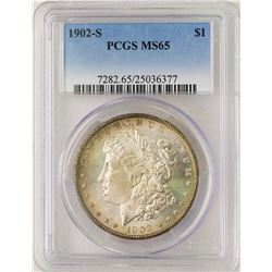 1902-S $1 Morgan Silver Dollar Coin PCGS MS65 Nice Toning