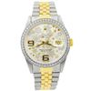 Image 1 : Rolex Ladies Datejust 18KT Yellow Gold & Steel 36mm Silver Floral Dial Watch