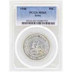 1946 Iowa Centennial Commemorative Half Dollar Coin PCGS MS65
