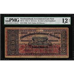 1912-13 Newfoundland 25 Cents Government Cash Note NF-7c PMG Fine 12 Net