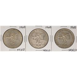 Lot of (3) 1968 Mexico 25 Pesos Olympics Commemorative Coins